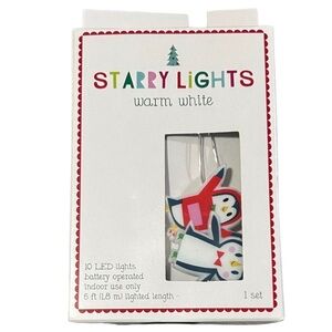 🩶5/$30 Penguin Warm White LED String Lights from Target Bull's Eye NEW